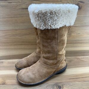 UGG Tan Ankle Boots with Cream Fur